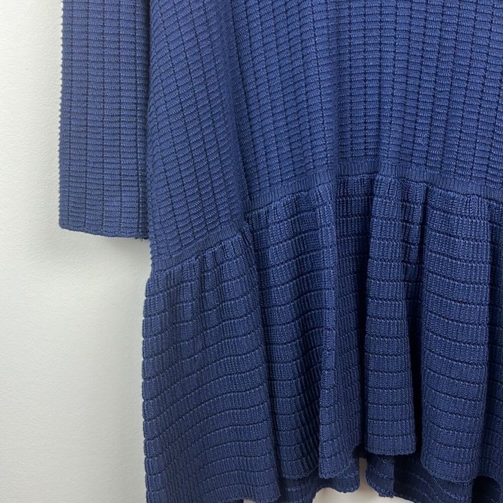Lane Bryant 18/20 full zip peplum textured knit navy blue cardigan sweater - Picture 10 of 11